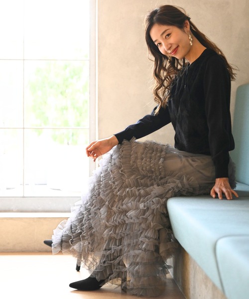 Ehre style（エーレスタイル）の「大人の綺麗フリル 華映え休日に（スカート・レディース・ブラック・FREE）」の15枚目の写真