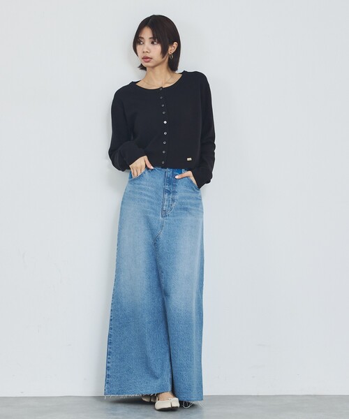 abahouse mavie（アバハウスマヴィ）の「【前後スリット】Aラインデニムロングスカート/ハイウエスト/スタイルアップ/春服/夏服（デニムスカート・レディース・ブラック/サックスブルー・36/38）」の6枚目の写真