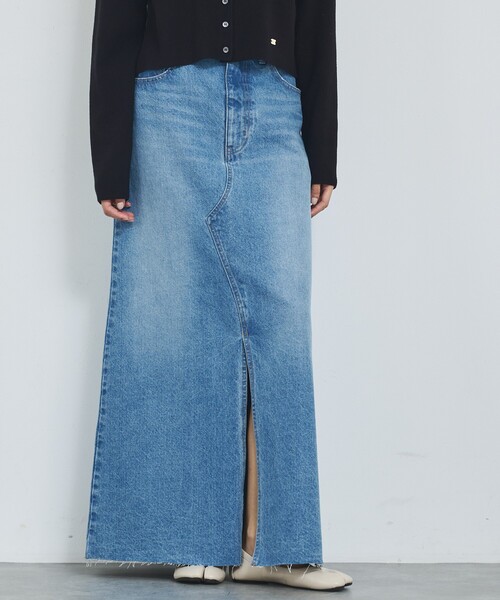 abahouse mavie（アバハウスマヴィ）の「【前後スリット】Aラインデニムロングスカート/ハイウエスト/スタイルアップ/春服/夏服（デニムスカート・レディース・ブラック/サックスブルー・36/38）」の9枚目の写真
