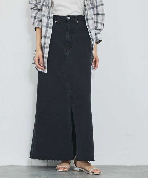 abahouse mavie（アバハウスマヴィ）の「【前後スリット】Aラインデニムロングスカート/ハイウエスト/スタイルアップ/春服/夏服（デニムスカート・レディース・ブラック/サックスブルー・36/38）」の16枚目の写真