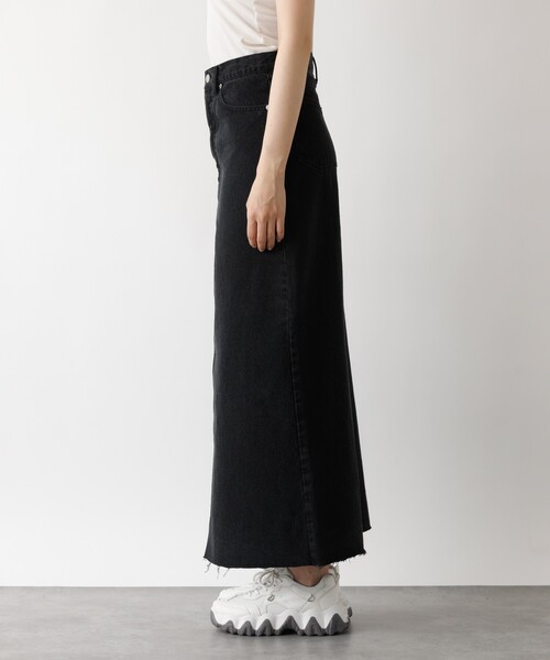 abahouse mavie（アバハウスマヴィ）の「【前後スリット】Aラインデニムロングスカート/ハイウエスト/スタイルアップ/春服/夏服（デニムスカート・レディース・ブラック/サックスブルー・36/38）」の21枚目の写真