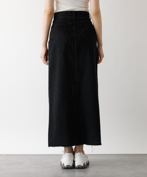 abahouse mavie（アバハウスマヴィ）の「【前後スリット】Aラインデニムロングスカート/ハイウエスト/スタイルアップ/春服/夏服（デニムスカート・レディース・ブラック/サックスブルー・36/38）」の22枚目の写真