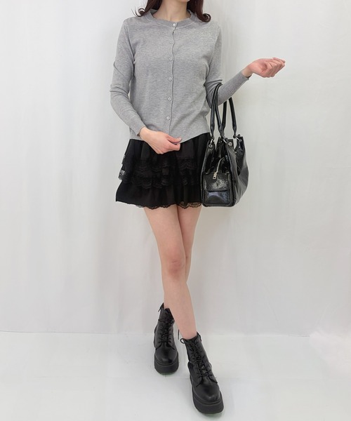 frunco(フランコ)の「【ZOZOTOWN限定】レース付きフリースティアードミニスカート(スカート・レディース・ブラック/ホワイト・FREE)」の3枚目の写真