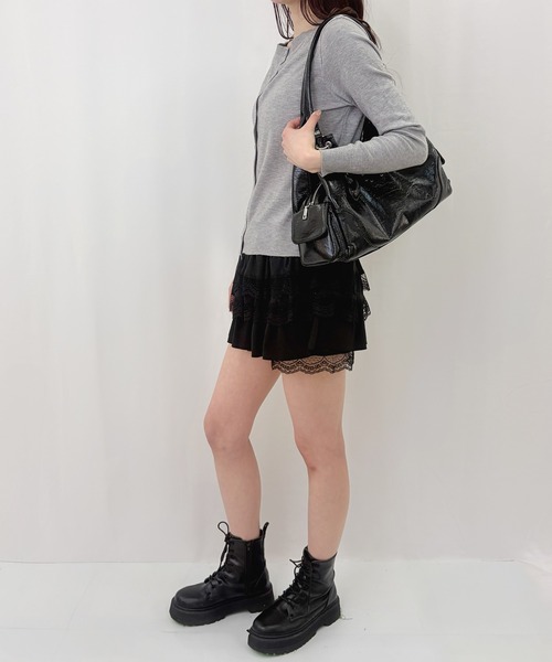 frunco(フランコ)の「【ZOZOTOWN限定】レース付きフリースティアードミニスカート(スカート・レディース・ブラック/ホワイト・FREE)」の4枚目の写真