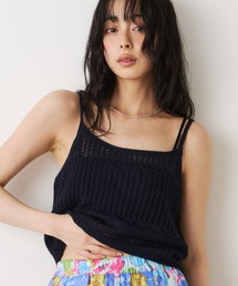 透かし編みニットキャミビスチェ