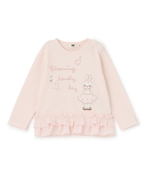 KP（ケーピー）の「mimiちゃん 段フリル長袖チュニック（Tシャツ/カットソー・キッズ・サックスブルー/ピンク・90cm/130cm/100cm/110cm/120cm）」の10枚目の写真