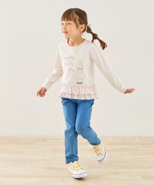 KP（ケーピー）の「mimiちゃん 段フリル長袖チュニック（Tシャツ/カットソー・キッズ・サックスブルー/ピンク・90cm/130cm/100cm/110cm/120cm）」の7枚目の写真