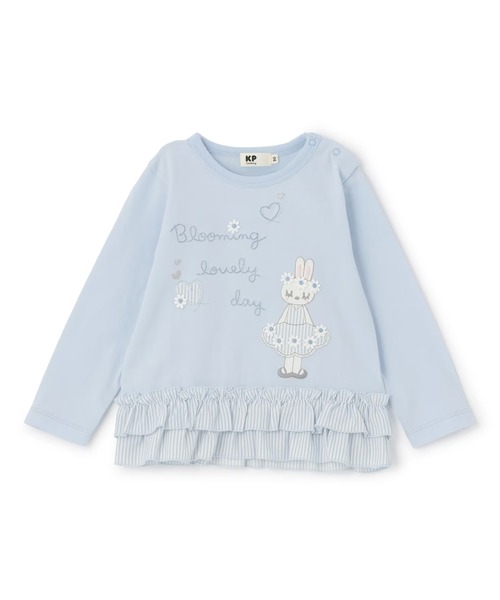 KP（ケーピー）の「mimiちゃん 段フリル長袖チュニック（Tシャツ/カットソー・キッズ・サックスブルー/ピンク・90cm/130cm/100cm/110cm/120cm）」の9枚目の写真