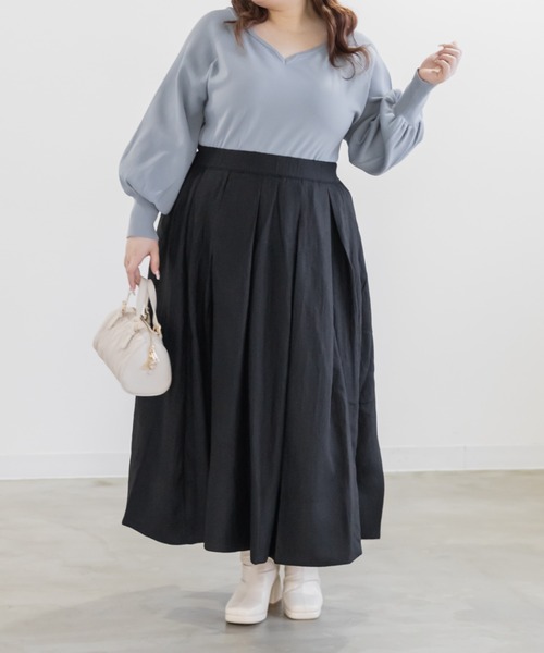 CLETTE（クレット）の「CLETTEオリジナルハートネックバックリボンニットプルオーバー（ニット/セーター・レディース・グレイッシュベージュ/ブルー/チャコールグレー・4L/3L/LL）」の13枚目の写真