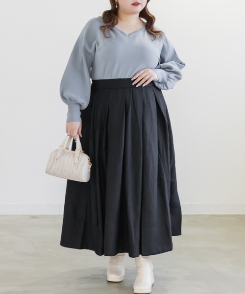 CLETTE（クレット）の「CLETTEオリジナルハートネックバックリボンニットプルオーバー（ニット/セーター・レディース・グレイッシュベージュ/ブルー/チャコールグレー・4L/3L/LL）」の14枚目の写真