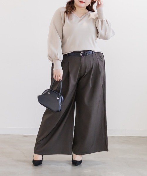 CLETTE（クレット）の「CLETTEオリジナルハートネックバックリボンニットプルオーバー（ニット/セーター・レディース・グレイッシュベージュ/ブルー/チャコールグレー・4L/3L/LL）」の9枚目の写真