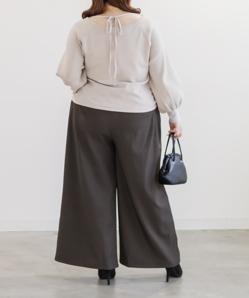 CLETTE（クレット）の「CLETTEオリジナルハートネックバックリボンニットプルオーバー（ニット/セーター・レディース・グレイッシュベージュ/ブルー/チャコールグレー・4L/3L/LL）」の10枚目の写真