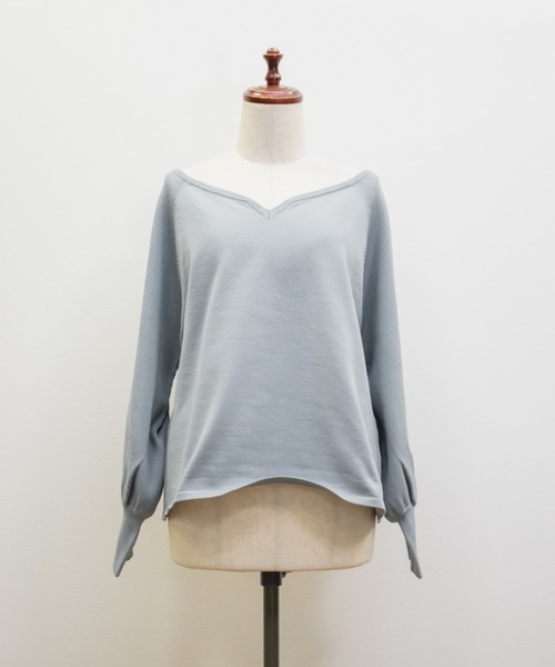 CLETTE（クレット）の「CLETTEオリジナルハートネックバックリボンニットプルオーバー（ニット/セーター・レディース・グレイッシュベージュ/ブルー/チャコールグレー・4L/3L/LL）」の15枚目の写真