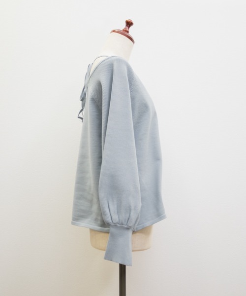 CLETTE（クレット）の「CLETTEオリジナルハートネックバックリボンニットプルオーバー（ニット/セーター・レディース・グレイッシュベージュ/ブルー/チャコールグレー・4L/3L/LL）」の16枚目の写真