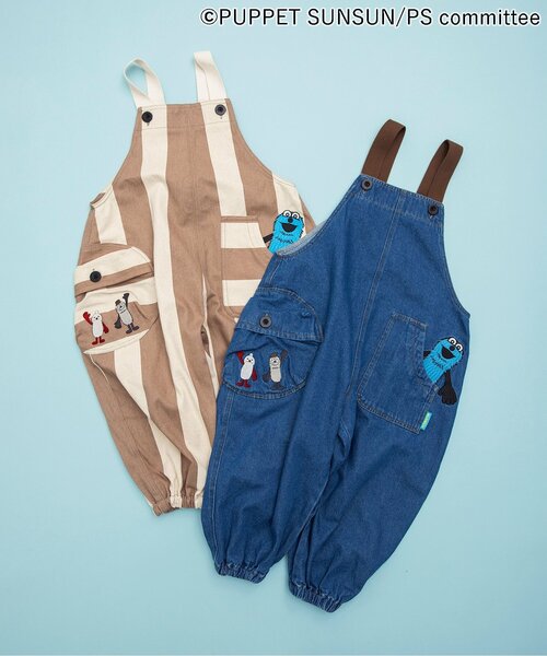 BREEZE（ブリーズ）の「パペットスンスン サロペット（サロペット/オーバーオール・キッズ・ベージュ/ブルー・80/90/100/110/120/130）」の3枚目の写真
