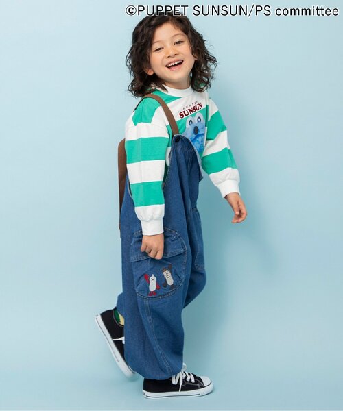 BREEZE（ブリーズ）の「パペットスンスン サロペット（サロペット/オーバーオール・キッズ・ベージュ/ブルー・80/90/100/110/120/130）」の6枚目の写真