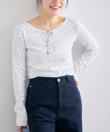 コットンフライスロングスリーブトップス