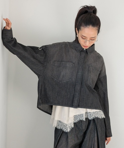 HEREIAM（ヘレイアム）の「【HEREIAM】MIDデニムシャツ（シャツ/ブラウス・レディース・ブラック/インディゴブルー・FREE）」の11枚目の写真