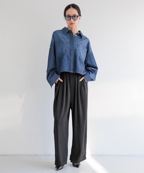 HEREIAM（ヘレイアム）の「【HEREIAM】MIDデニムシャツ（シャツ/ブラウス・レディース・ブラック/インディゴブルー・FREE）」の15枚目の写真