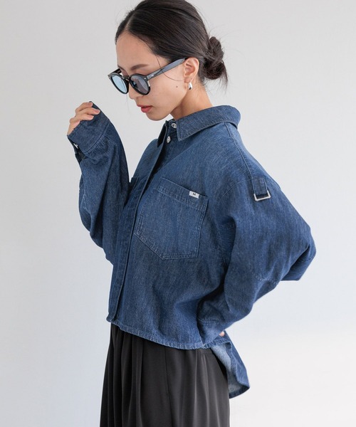 HEREIAM（ヘレイアム）の「【HEREIAM】MIDデニムシャツ（シャツ/ブラウス・レディース・ブラック/インディゴブルー・FREE）」の20枚目の写真