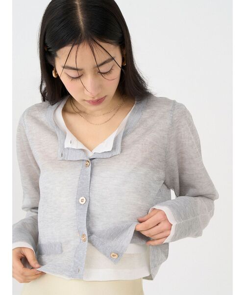 LAGUNAMOON（ラグナムーン）の「メタルボタンシアーニットカーディガン（カーディガン/ボレロ・レディース・グレー/ライトブルー/ピンク/ホワイト・FREE）」の20枚目の写真