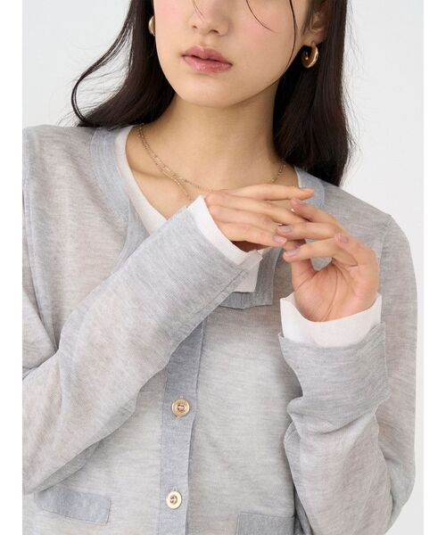 LAGUNAMOON（ラグナムーン）の「メタルボタンシアーニットカーディガン（カーディガン/ボレロ・レディース・グレー/ライトブルー/ピンク/ホワイト・FREE）」の22枚目の写真