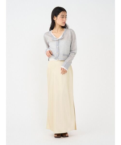LAGUNAMOON(ラグナムーン)の「メタルボタンシアーニットカーディガン 【夏服】【オフィスカジュアル】【シアートップス】(カーディガン/ボレロ・レディース・グレー/ライトブルー/ピンク/ホワイト・FREE)」の10枚目の写真
