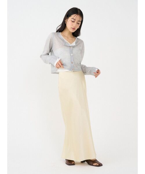LAGUNAMOON(ラグナムーン)の「メタルボタンシアーニットカーディガン 【夏服】【オフィスカジュアル】【シアートップス】(カーディガン/ボレロ・レディース・グレー/ライトブルー/ピンク/ホワイト・FREE)」の11枚目の写真