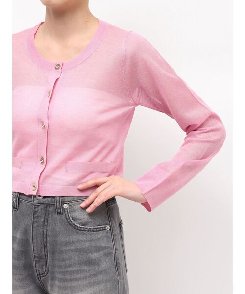 LAGUNAMOON（ラグナムーン）の「メタルボタンシアーニットカーディガン（カーディガン/ボレロ・レディース・グレー/ライトブルー/ピンク/ホワイト・FREE）」の8枚目の写真