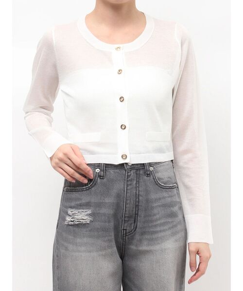 LAGUNAMOON（ラグナムーン）の「メタルボタンシアーニットカーディガン（カーディガン/ボレロ・レディース・グレー/ライトブルー/ピンク/ホワイト・FREE）」の16枚目の写真