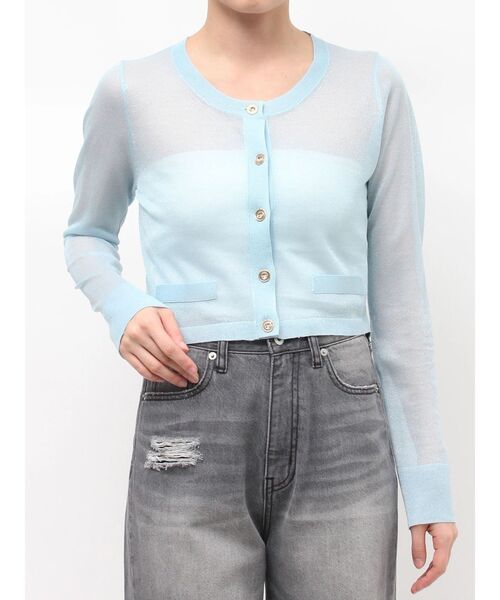 LAGUNAMOON（ラグナムーン）の「メタルボタンシアーニットカーディガン（カーディガン/ボレロ・レディース・グレー/ライトブルー/ピンク/ホワイト・FREE）」の18枚目の写真
