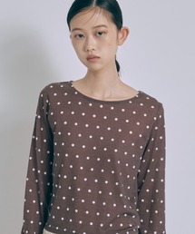 Sheer Dotted Crewneck Long Tee