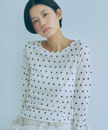 Sheer Dotted Crewneck Long Tee