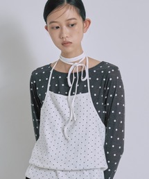 Sheer Dotted Crewneck Long Tee