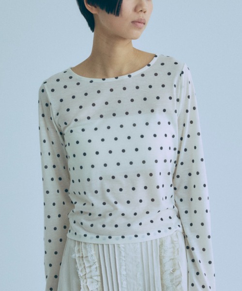 EN NEUME（エンノイム）の「Sheer Dotted Crewneck Long Tee（Tシャツ/カットソー・レディース・オフホワイト/グレー・FREE）」の8枚目の写真