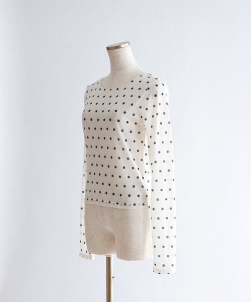 EN NEUME（エンノイム）の「Sheer Dotted Crewneck Long Tee（Tシャツ/カットソー・レディース・オフホワイト/グレー・FREE）」の13枚目の写真