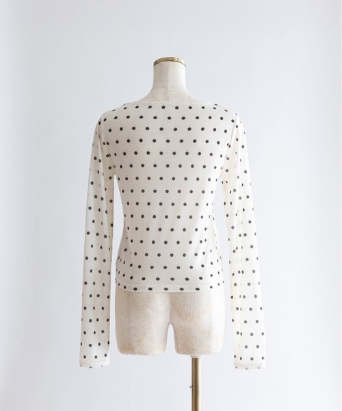 EN NEUME（エンノイム）の「Sheer Dotted Crewneck Long Tee（Tシャツ/カットソー・レディース・オフホワイト/グレー・FREE）」の15枚目の写真