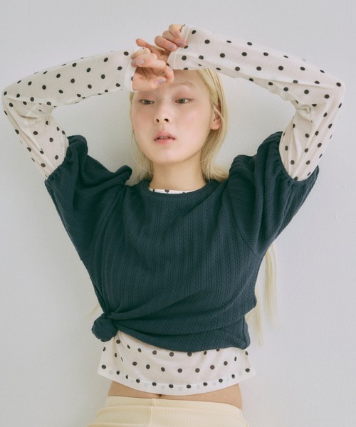 EN NEUME（エンノイム）の「Sheer Dotted Crewneck Long Tee（Tシャツ/カットソー・レディース・オフホワイト/グレー・FREE）」の22枚目の写真