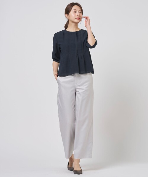 J.PRESS(ジェイプレス)の「シアーブロックチェック カットソー(Tシャツ/カットソー・レディース・ネイビー系/グレー系・LARGE/MEDIUM)」の4枚目の写真