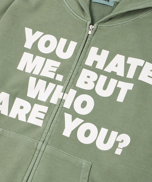 NETHERWORLD(ネザーワールド)の「WHO ARE YOU ZIP HOODIE KHAKI(パーカー・メンズ・カーキ・1/2)」の3枚目の写真
