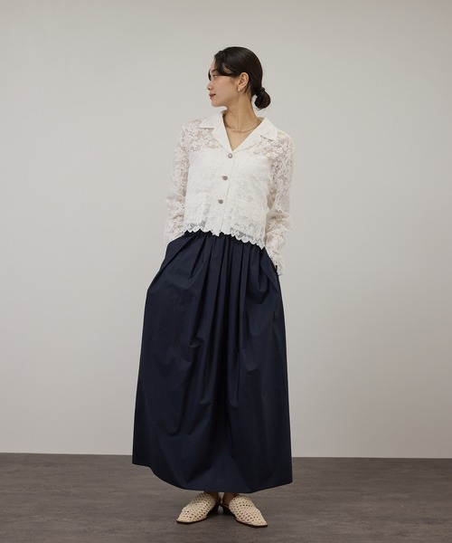 SALON adam et rope'（サロン アダム エ ロペ）の「スカラップレースクロップドシャツジャケット（その他アウター・レディース・ダークブラウン/ホワイト・FREE）」の6枚目の写真