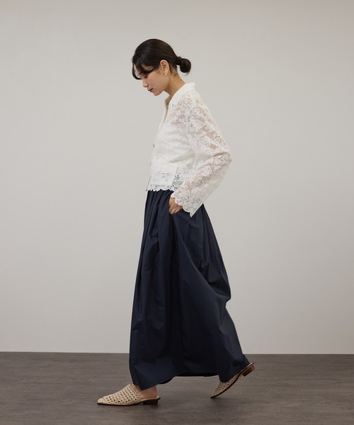 SALON adam et rope'（サロン アダム エ ロペ）の「スカラップレースクロップドシャツジャケット（その他アウター・レディース・ダークブラウン/ホワイト・FREE）」の8枚目の写真