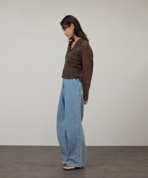 SALON adam et rope'（サロン アダム エ ロペ）の「スカラップレースクロップドシャツジャケット（その他アウター・レディース・ダークブラウン/ホワイト・FREE）」の12枚目の写真