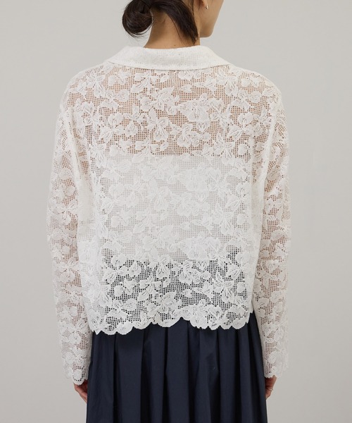 SALON adam et rope'（サロン アダム エ ロペ）の「スカラップレースクロップドシャツジャケット（その他アウター・レディース・ダークブラウン/ホワイト・FREE）」の19枚目の写真