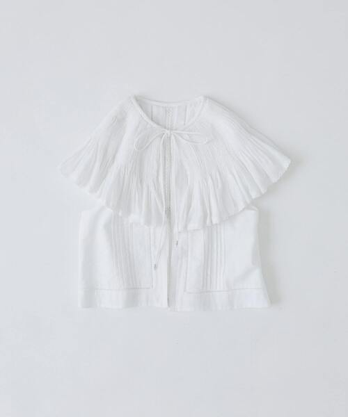 conges payes ADIEU TRISTESSE（コンジェ ペイエ アデュートリステス）の「モスリンハンドタックカラージレ（ベスト・レディース・オフホワイト/ブラック・38）」の2枚目の写真