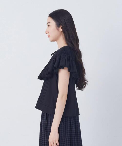 conges payes ADIEU TRISTESSE（コンジェ ペイエ アデュートリステス）の「モスリンハンドタックカラージレ（ベスト・レディース・オフホワイト/ブラック・38）」の8枚目の写真