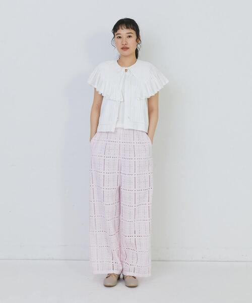 conges payes ADIEU TRISTESSE（コンジェ ペイエ アデュートリステス）の「モスリンハンドタックカラージレ（ベスト・レディース・オフホワイト/ブラック・38）」の10枚目の写真