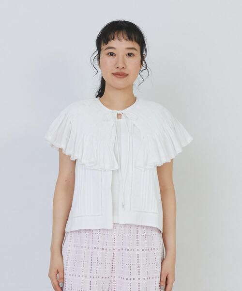 conges payes ADIEU TRISTESSE（コンジェ ペイエ アデュートリステス）の「モスリンハンドタックカラージレ（ベスト・レディース・オフホワイト/ブラック・38）」の14枚目の写真