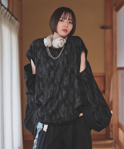 2wayフレアスリーブロンT（Tシャツ/カットソー）｜狐独（コドク）の