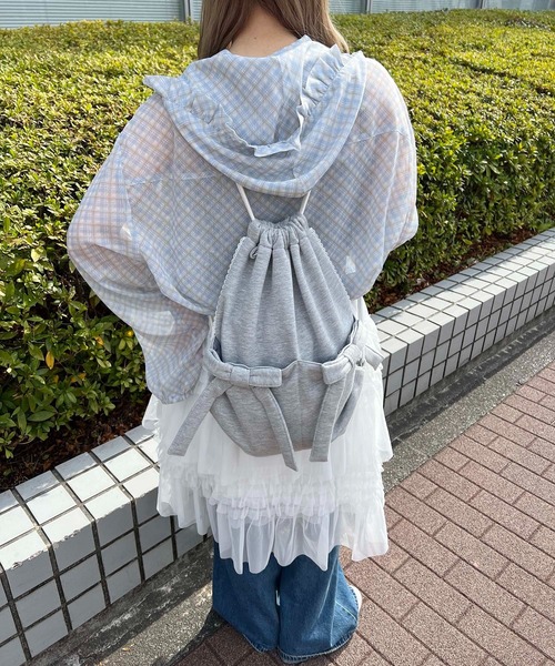 WC(ダブル シー)の「ダブルリボンナップサック(バックパック/リュック・レディース・ピンク系その他/グレー・FREE)」の6枚目の写真
